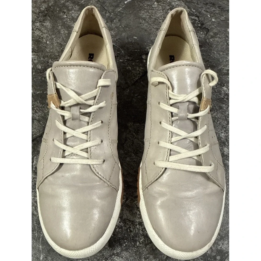 Romika Womens Leather Comfort Sneaker Lace Up Casual Shoes Lt Gray Sz 42/10